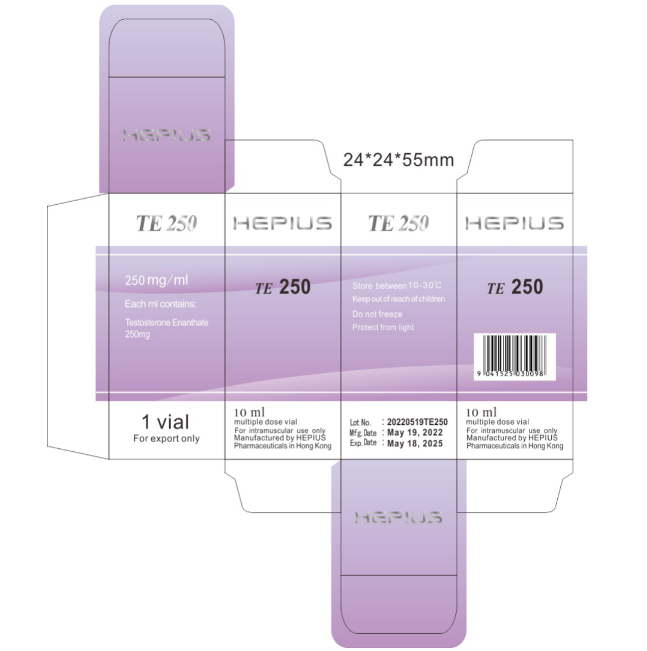 TESTOSTERONE CYPIONATE 250mg/ml, 10ml, 环戊丙酸睾酮